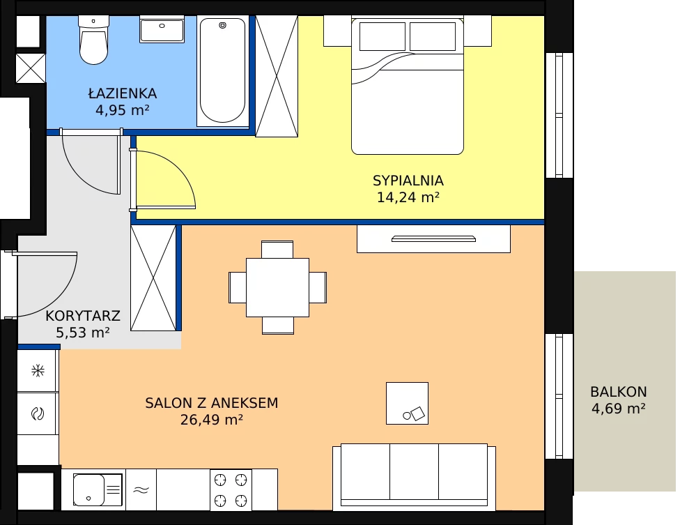 Zalety mieszkania 51.21 m², A3-1-108