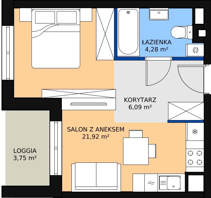 Zalety mieszkania 32.29 m², A3-1-143