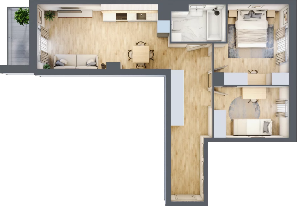 3 pokoje, mieszkanie 61,81 m², piętro 2, oferta nr A3-2-111, Hipoteczna Park, Łódź, Bałuty, ul. Hipoteczna