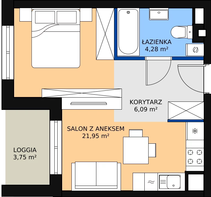 Zalety mieszkania 32.32 m², A3-2-148