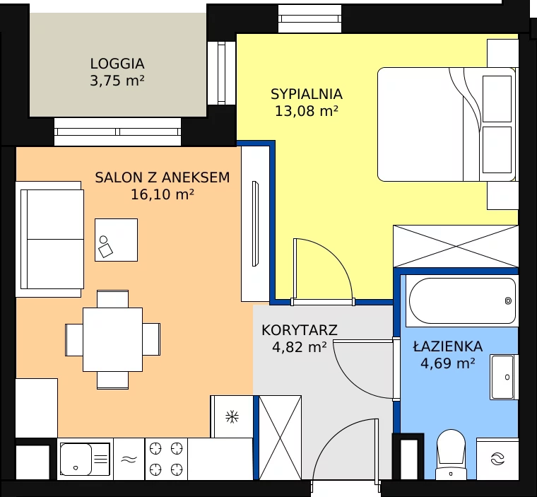 Zalety mieszkania 38.69 m², A3-3-122