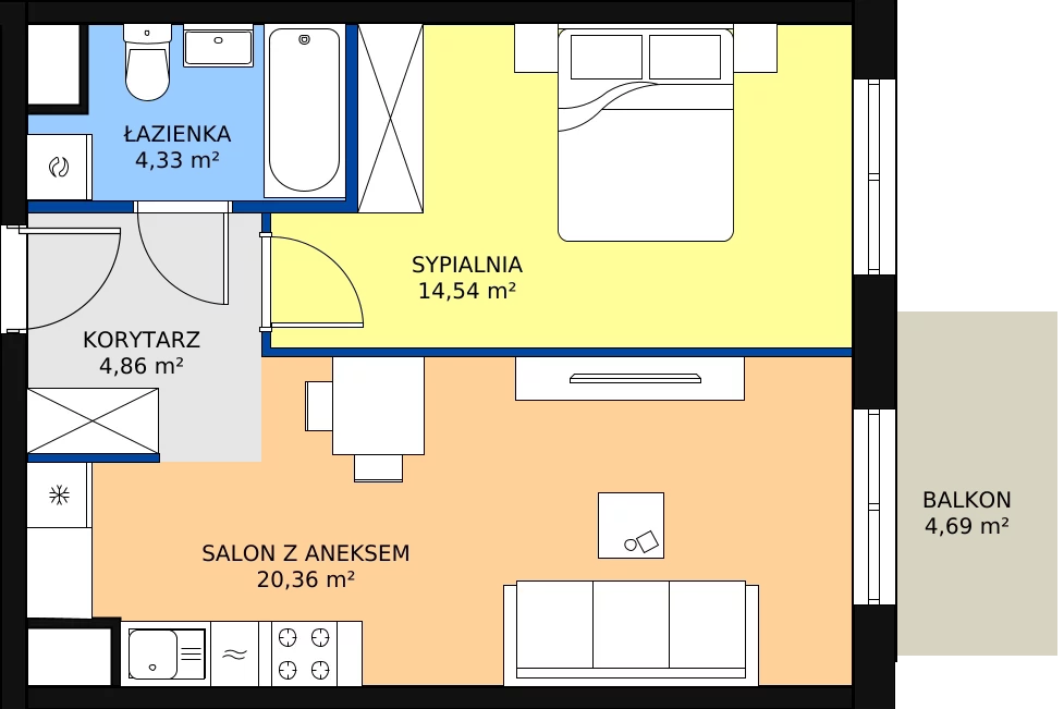 Zalety mieszkania 44.09 m², A3-3-150