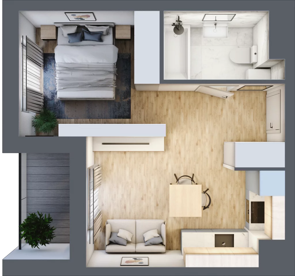 1 pokój, mieszkanie 32,32 m², piętro 3, oferta nr A3-3-153, Hipoteczna Park, Łódź, Bałuty, ul. Hipoteczna