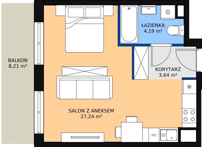 Zalety mieszkania 35.07 m², A3-3-96