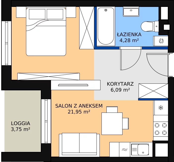 Zalety mieszkania 32.32 m², A3-4-158