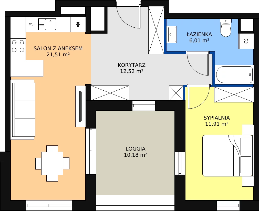 Zalety mieszkania 51.95 m², A3-5-130