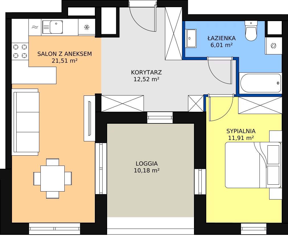 Zalety mieszkania 51.95 m², A3-6-134