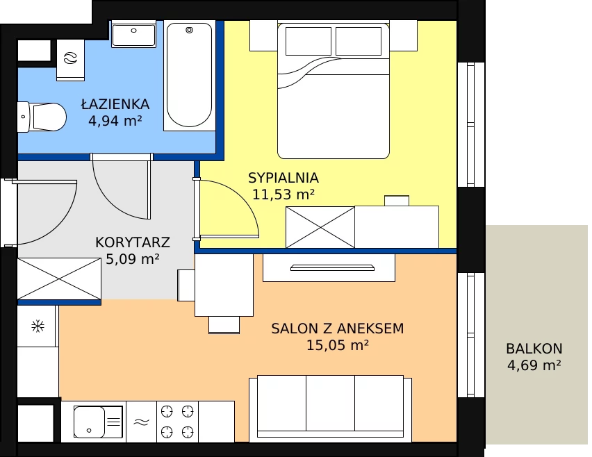 Zalety mieszkania 36.61 m², A4-1-62