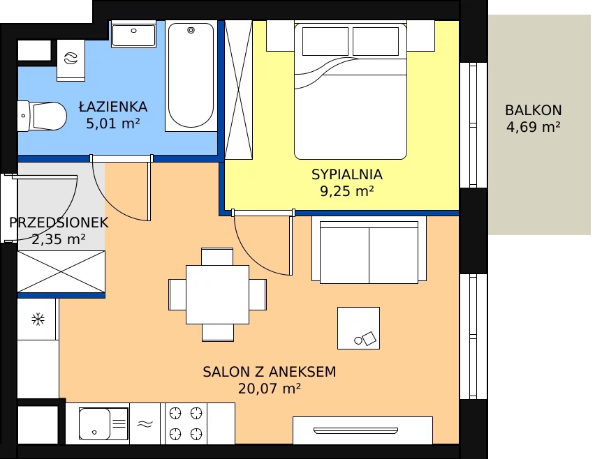 Zalety mieszkania 36.68 m², A4-2-42