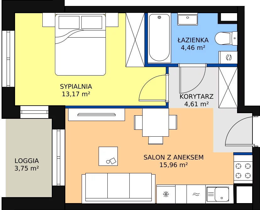 Zalety mieszkania 38.2 m², A4-2-69