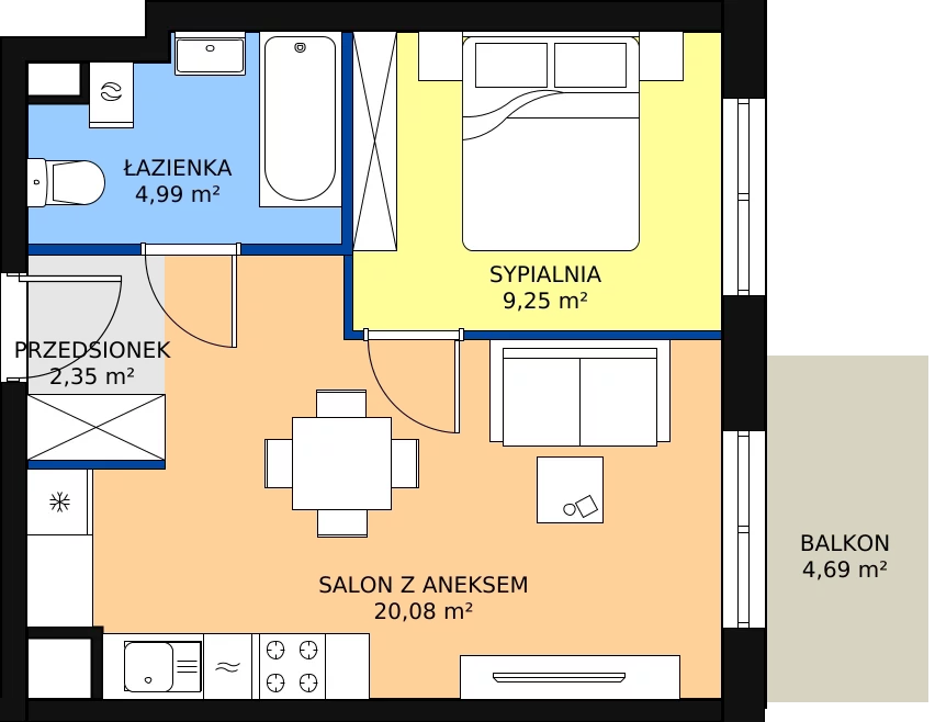 Zalety mieszkania 36.67 m², A4-3-47