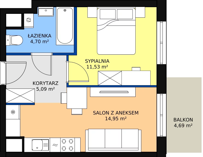 Zalety mieszkania 36.27 m², A4-3-72