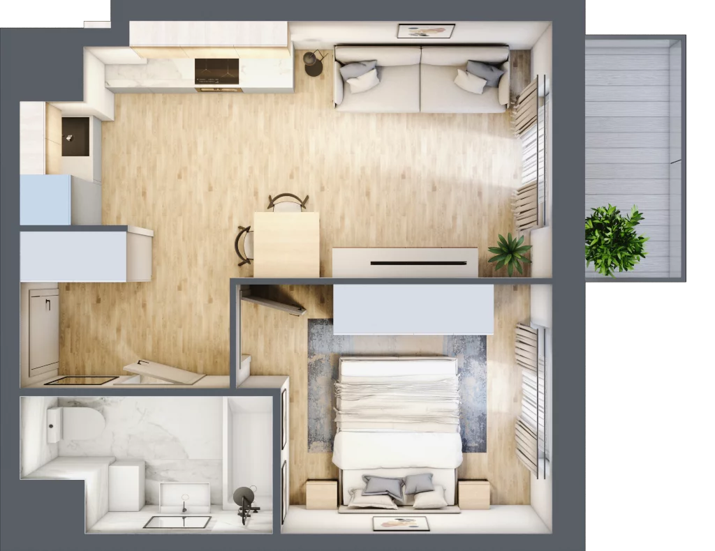 2 pokoje, mieszkanie 36,31 m², piętro 4, oferta nr A4-4-77, Hipoteczna Park, Łódź, Bałuty, ul. Hipoteczna