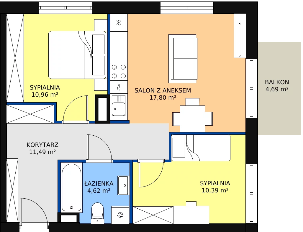 Zalety mieszkania 55.26 m², A4-4-81