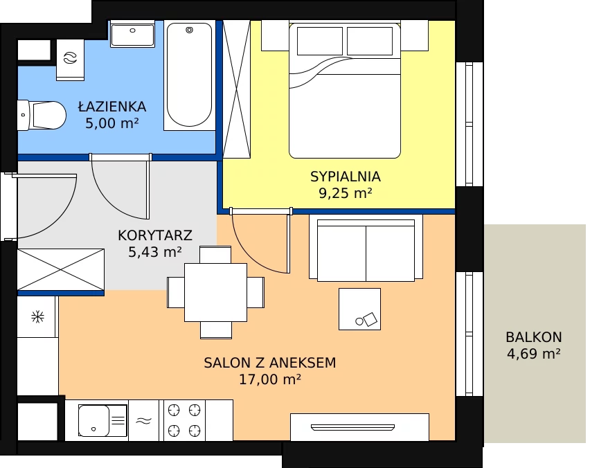 Zalety mieszkania 36.68 m², A4-5-57
