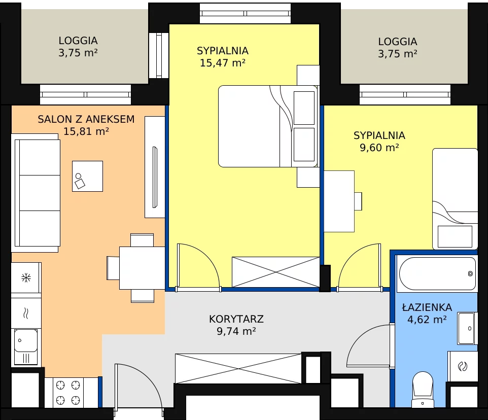 Zalety mieszkania 55.24 m², A4-5-59