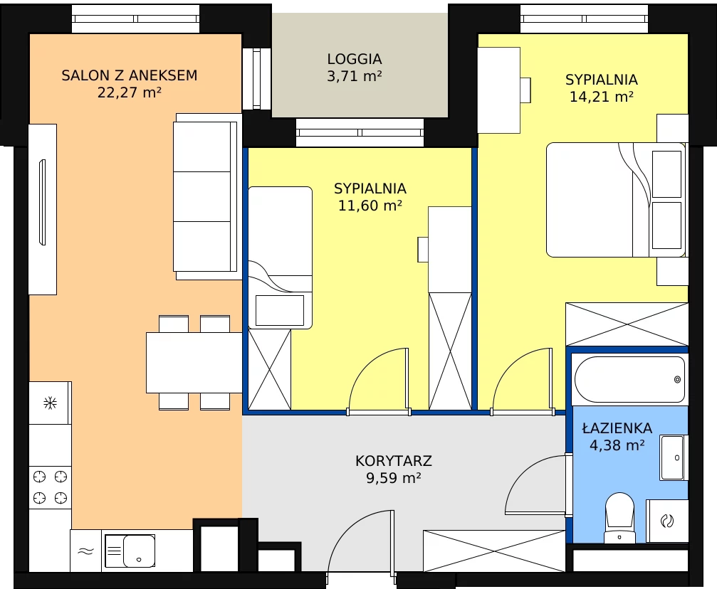 Zalety mieszkania 62.05 m², A4-5-60