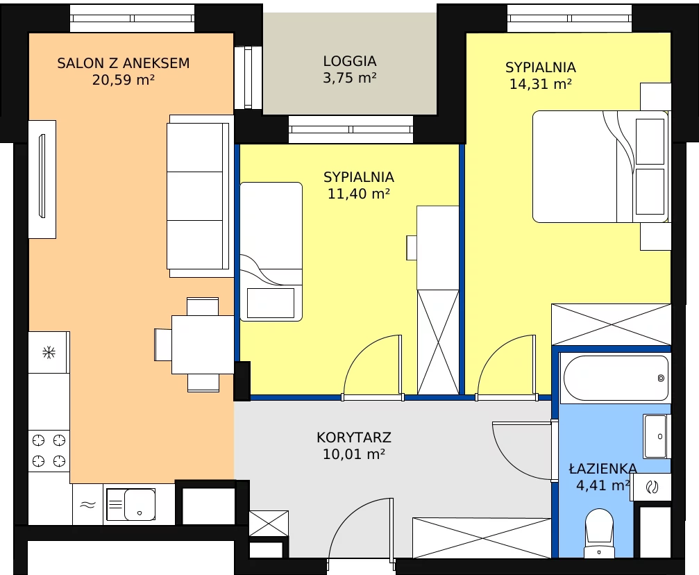 Zalety mieszkania 60.72 m², A4-5-85