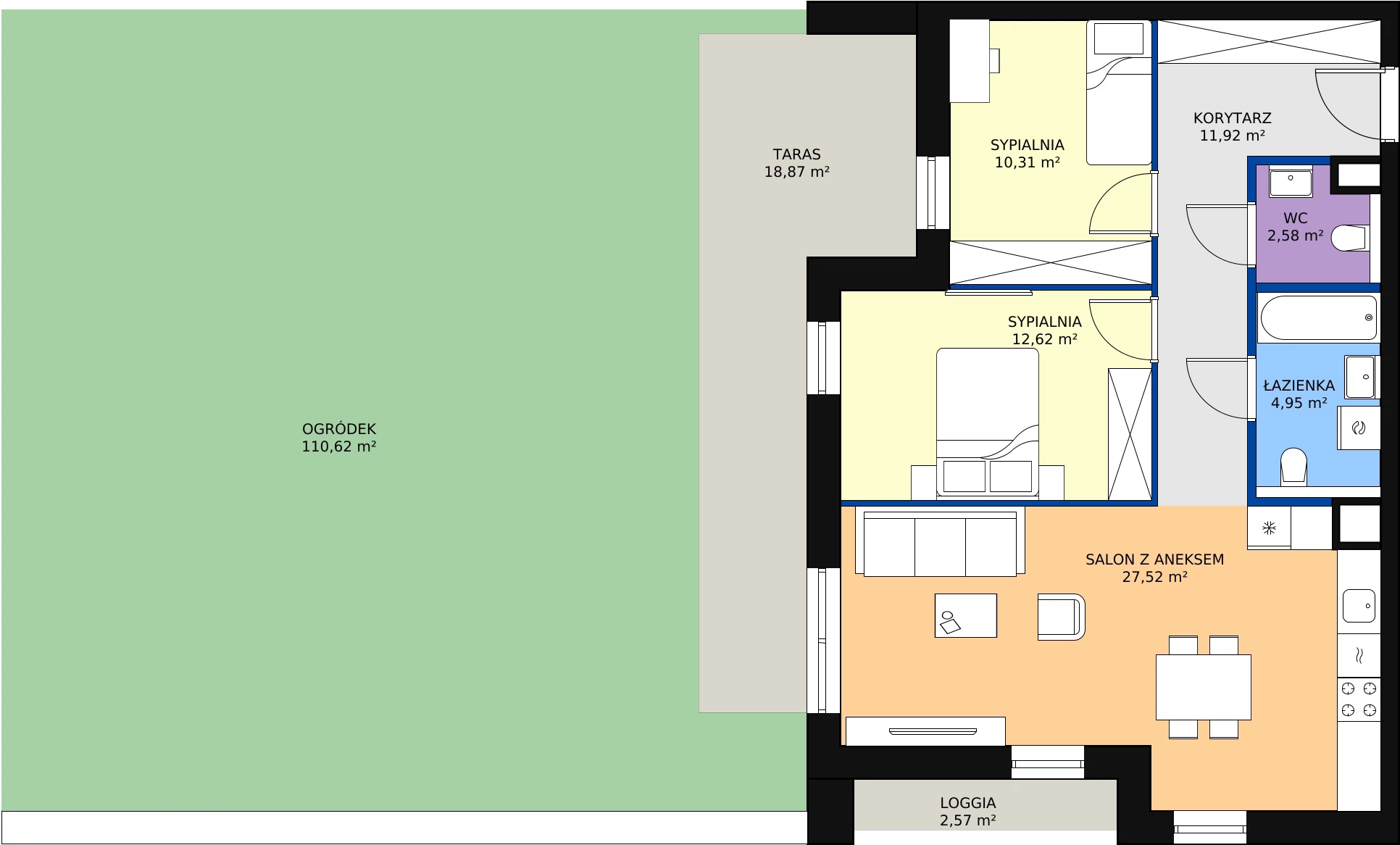 Zalety mieszkania 69.9 m², 1.00.A02