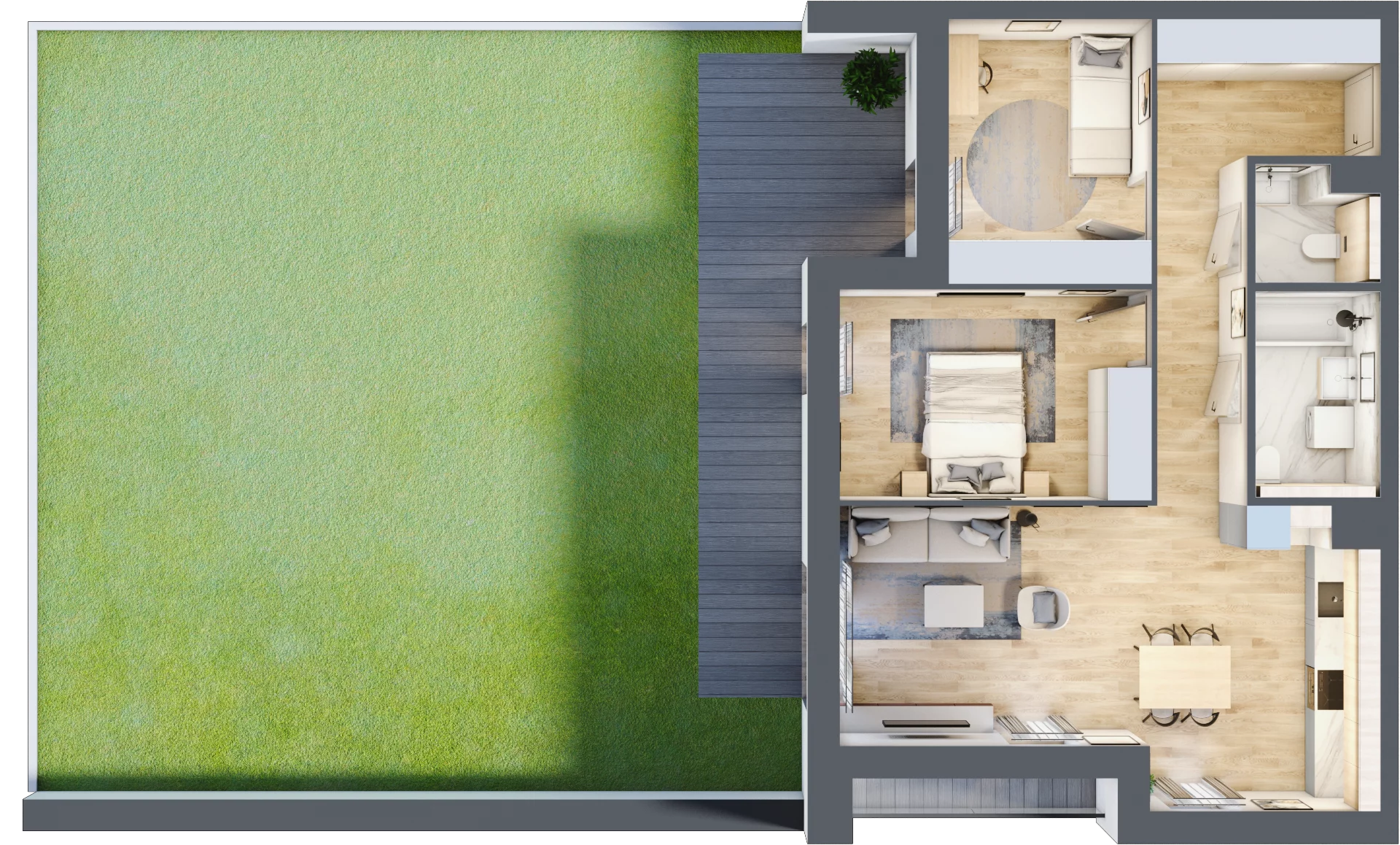 3 pokoje, mieszkanie 69,90 m², parter, oferta nr 1.00.A02, Ogrody Andersa III, Gliwice, Wojska Polskiego, ul. Generała Władysława Andersa