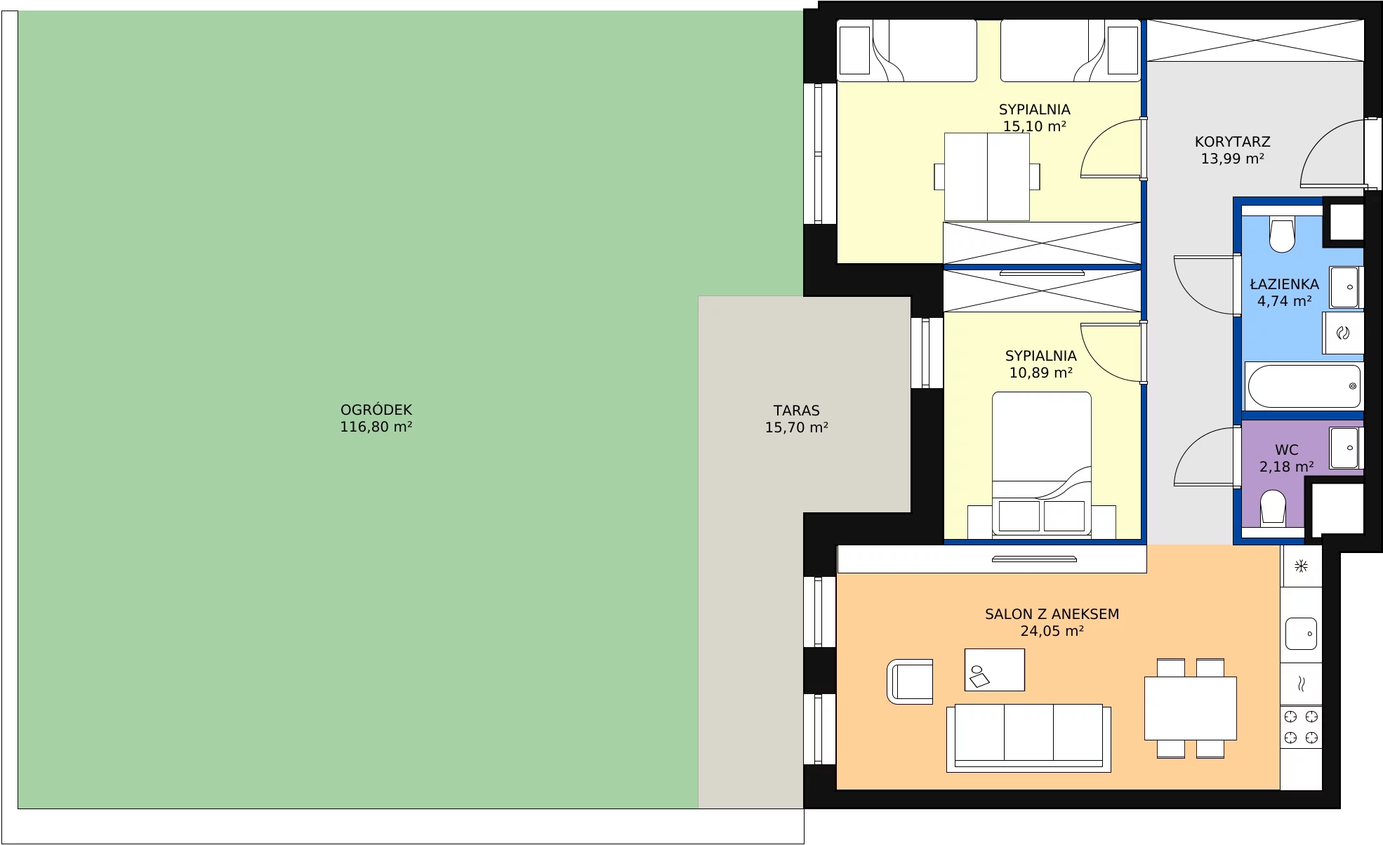 Zalety mieszkania 70.95 m², 1.00.B03