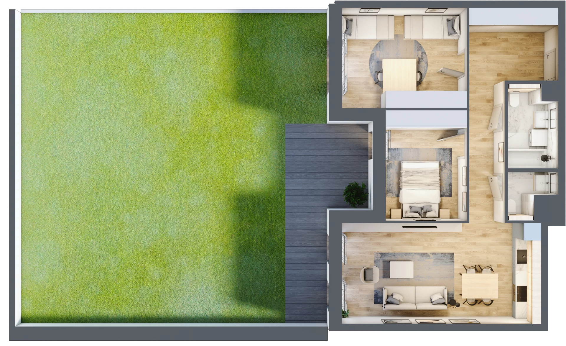 3 pokoje, mieszkanie 70,95 m², parter, oferta nr 1.00.B03, Ogrody Andersa III, Gliwice, Wojska Polskiego, ul. Generała Władysława Andersa