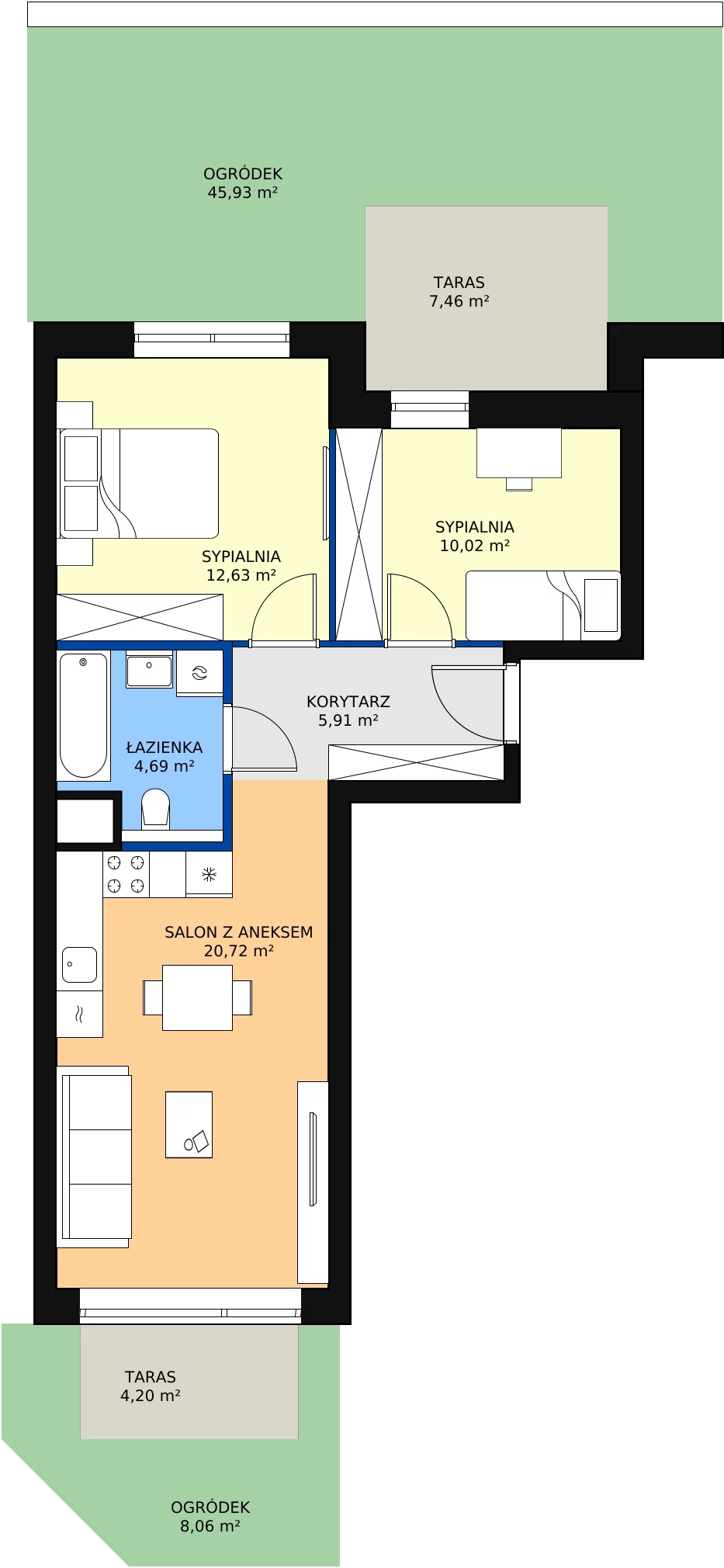 Zalety mieszkania 53.97 m², 1.00.C02