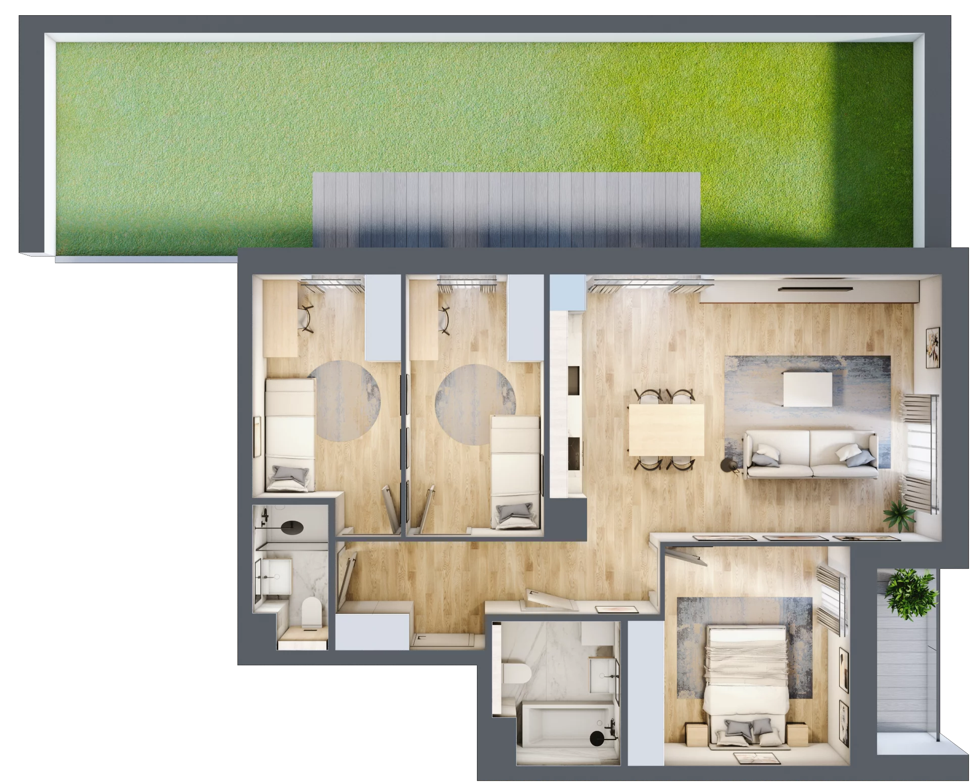 3 pokoje, mieszkanie 77,48 m², parter, oferta nr 1.00.D01, Ogrody Andersa III, Gliwice, Wojska Polskiego, ul. Generała Władysława Andersa