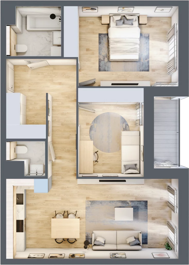 3 pokoje, mieszkanie 73,30 m², parter, oferta nr 1.00.D02, Ogrody Andersa III, Gliwice, Wojska Polskiego, ul. Generała Władysława Andersa