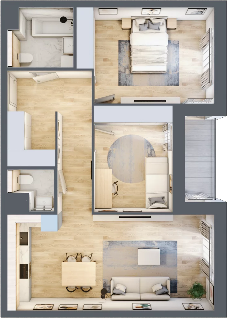 3 pokoje, mieszkanie 73,30 m², parter, oferta nr 1.00.D03, Ogrody Andersa III, Gliwice, Wojska Polskiego, ul. Generała Władysława Andersa