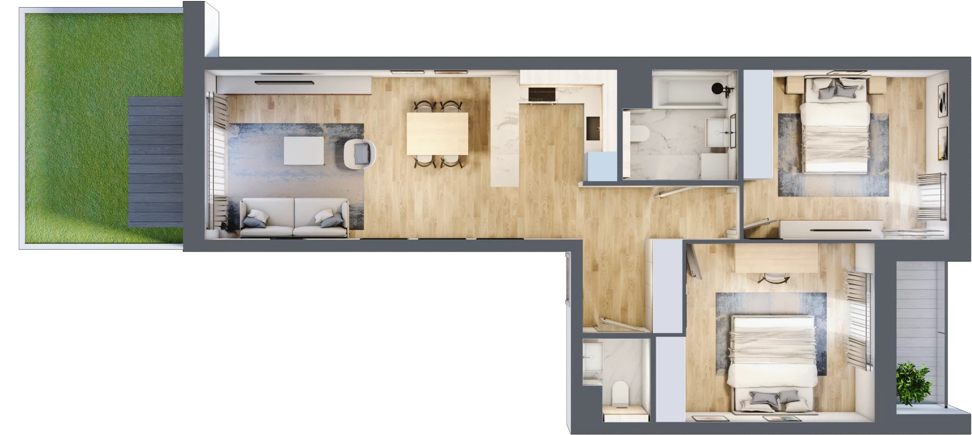 3 pokoje, mieszkanie 73,00 m², parter, oferta nr 1.00.E01, Ogrody Andersa III, Gliwice, Wojska Polskiego, ul. Generała Władysława Andersa
