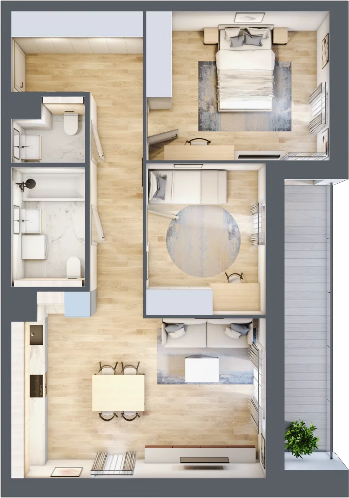 3 pokoje, mieszkanie 68,08 m², parter, oferta nr 1.00.E03, Ogrody Andersa III, Gliwice, Wojska Polskiego, ul. Generała Władysława Andersa