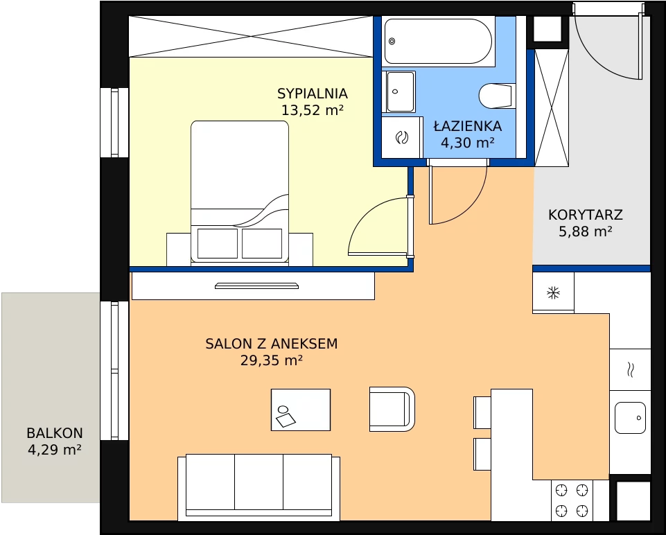 Zalety mieszkania 53.05 m², 1.01.D09