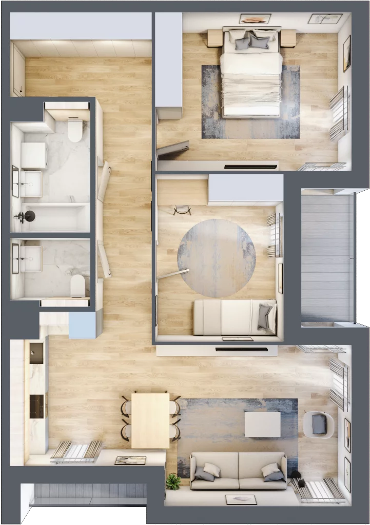 3 pokoje, mieszkanie 72,09 m², piętro 1, oferta nr 1.01.E07, Ogrody Andersa III, Gliwice, Wojska Polskiego, ul. Generała Władysława Andersa