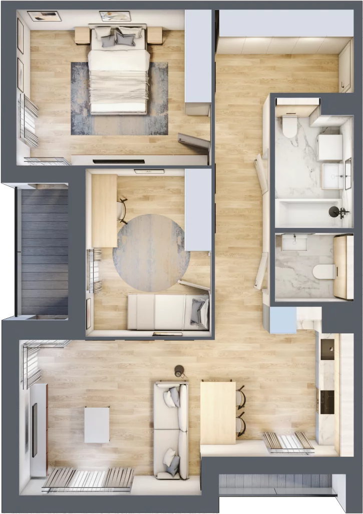 3 pokoje, mieszkanie 72,10 m², piętro 2, oferta nr 1.02.A08, Ogrody Andersa III, Gliwice, Wojska Polskiego, ul. Generała Władysława Andersa