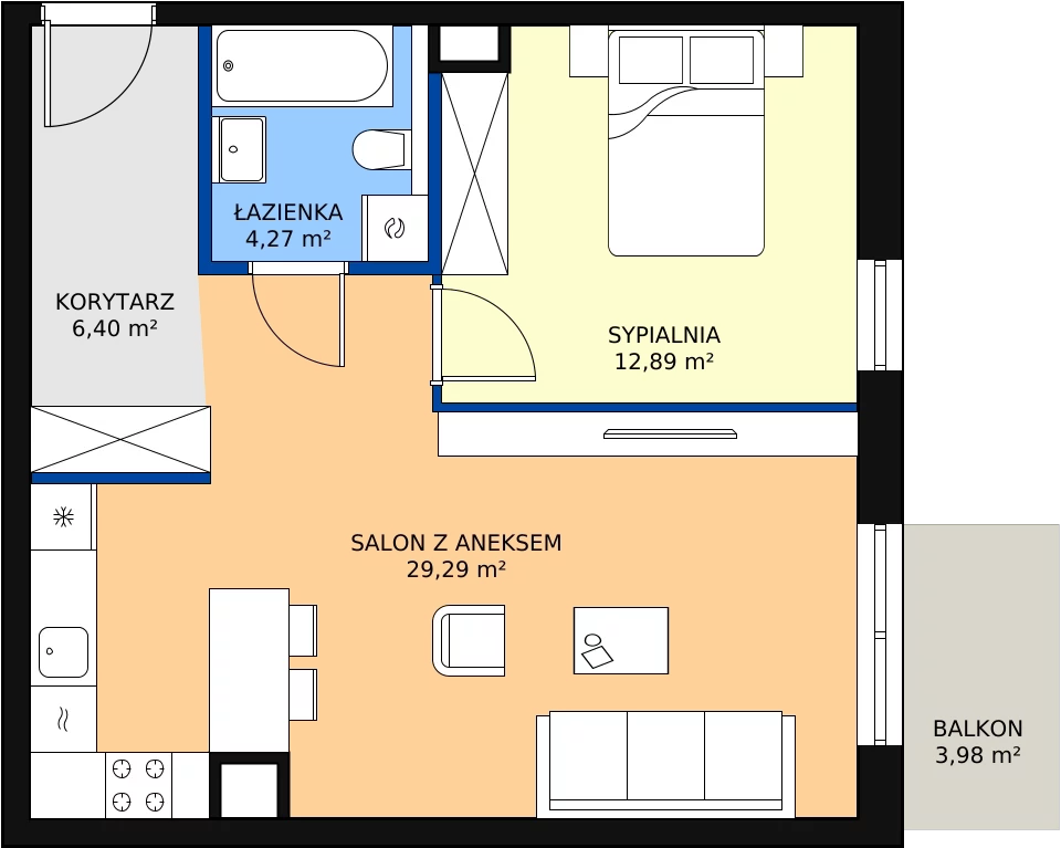 Zalety mieszkania 52.85 m², 1.02.B13