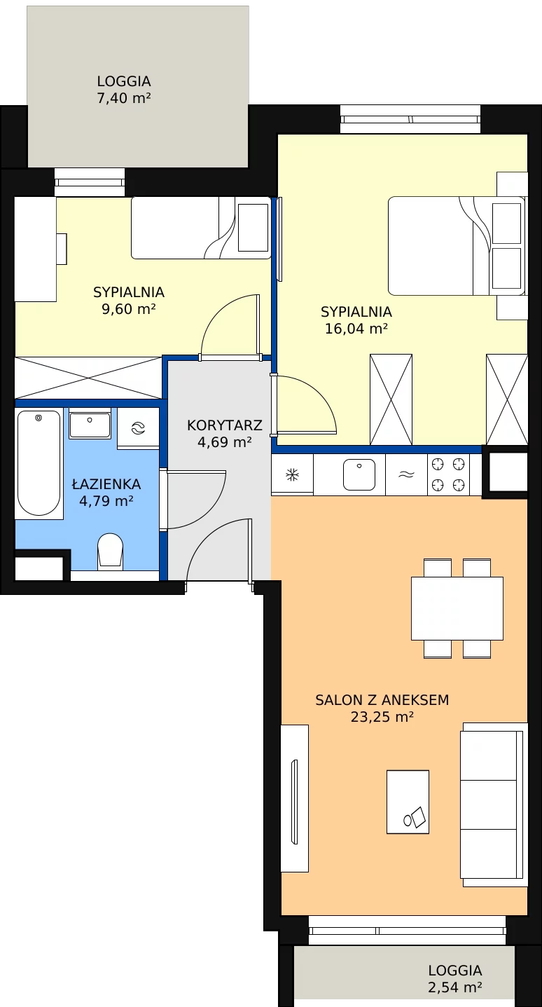 Zalety mieszkania 58.37 m², 1.02.B17