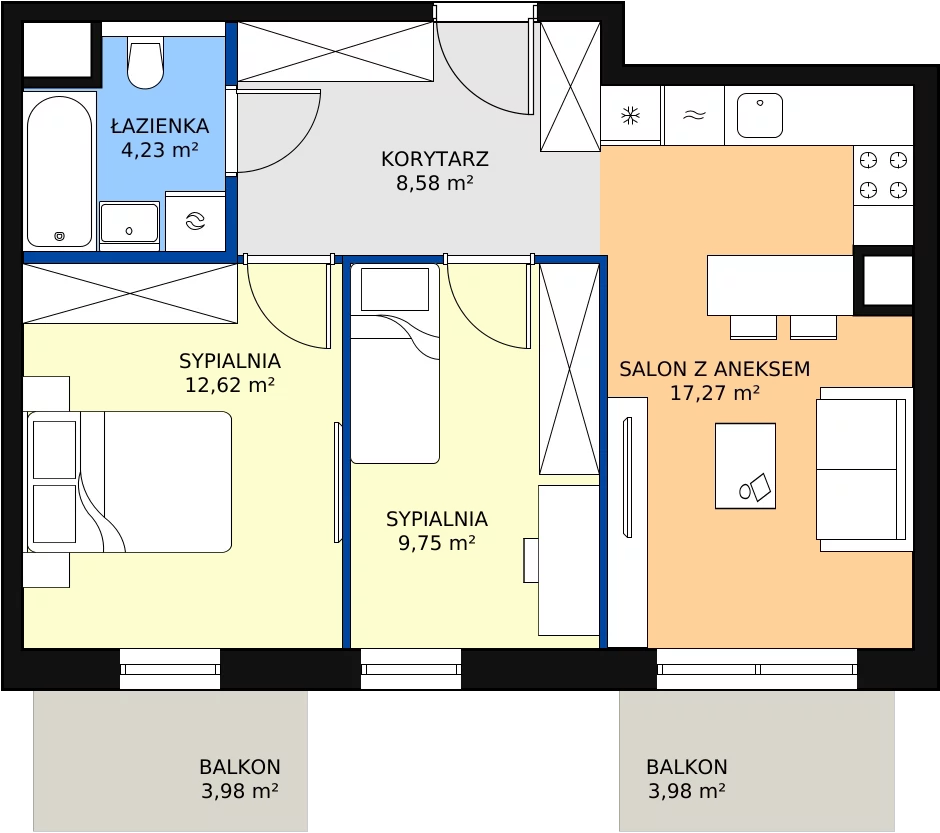 Zalety mieszkania 52.45 m², 1.02.C06