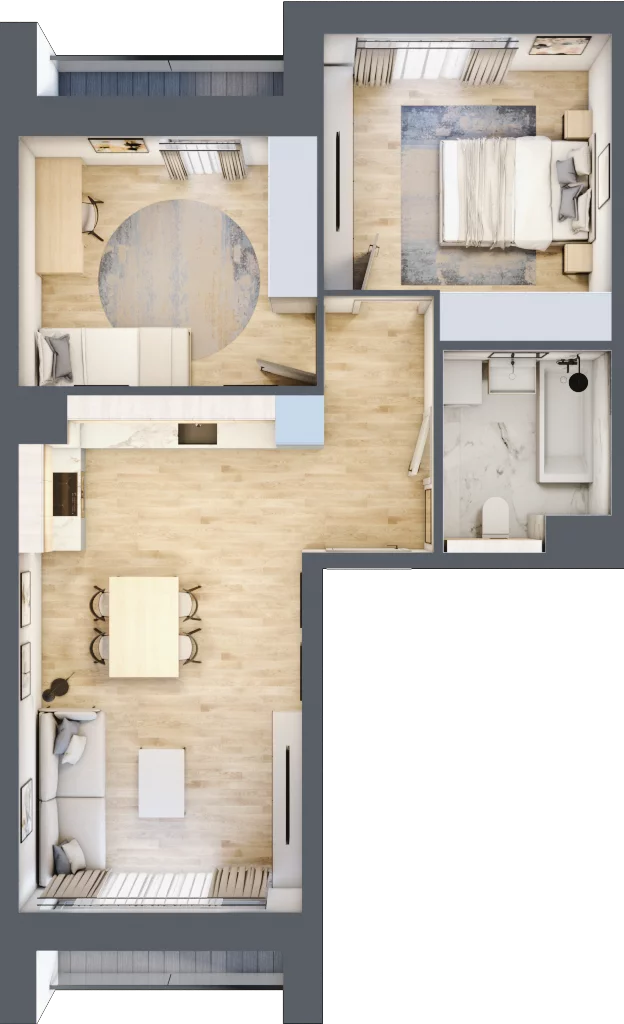 3 pokoje, mieszkanie 55,20 m², piętro 2, oferta nr 1.02.D11, Ogrody Andersa III, Gliwice, Wojska Polskiego, ul. Generała Władysława Andersa