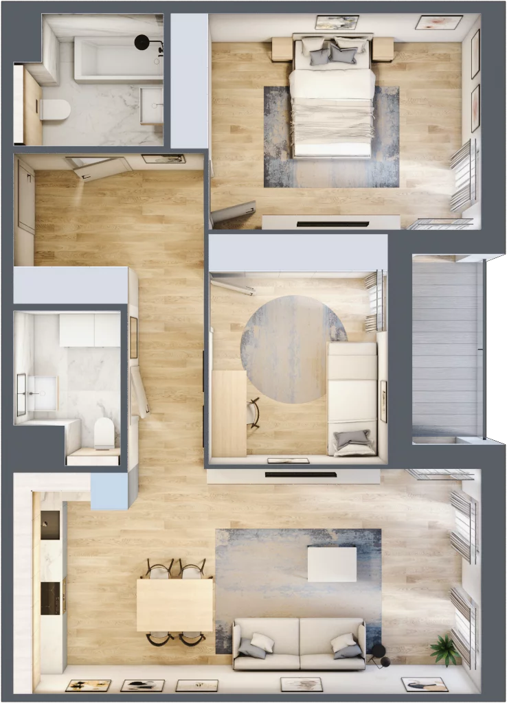 3 pokoje, mieszkanie 75,20 m², piętro 2, oferta nr 1.02.D13, Ogrody Andersa III, Gliwice, Wojska Polskiego, ul. Generała Władysława Andersa