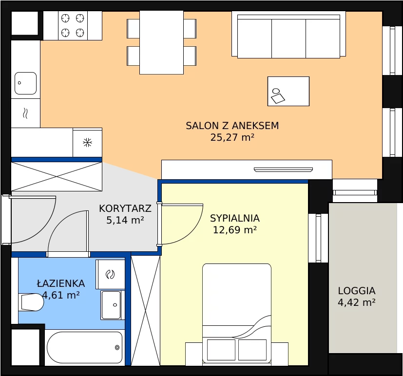 Zalety mieszkania 47.71 m², 1.02.E10