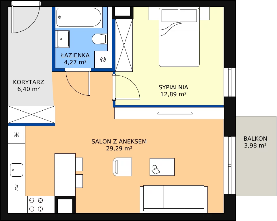 Zalety mieszkania 52.85 m², 1.03.B19