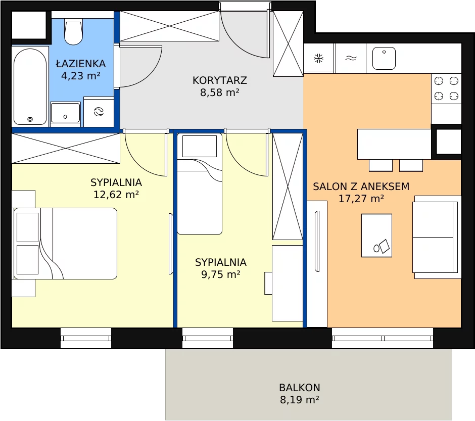 Zalety mieszkania 52.45 m², 1.03.C09