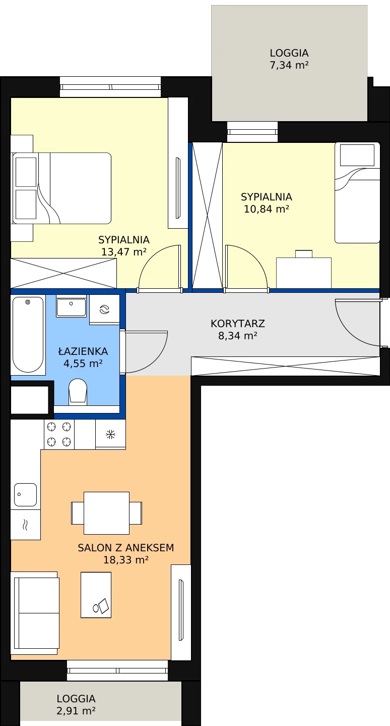 Zalety mieszkania 55.53 m², 1.03.C10