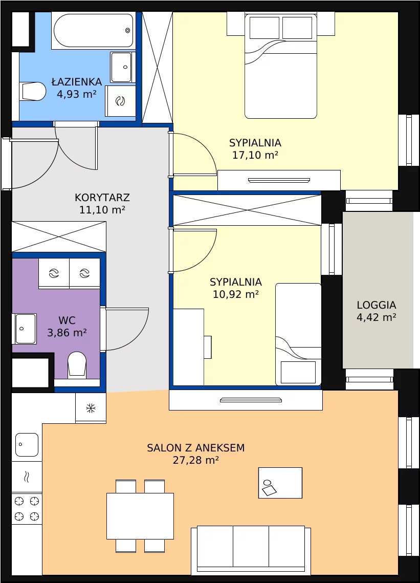 Zalety mieszkania 75.19 m², 1.03.D19