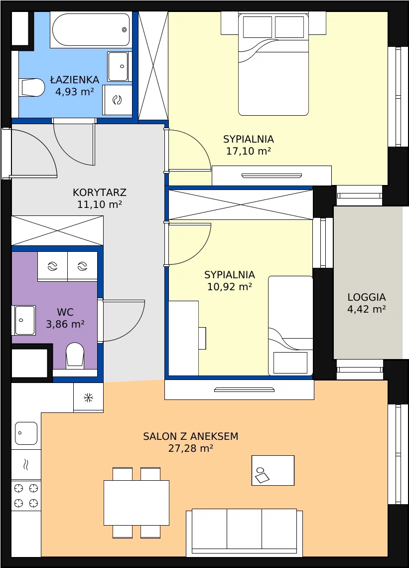 Zalety mieszkania 75.19 m², 1.03.D20