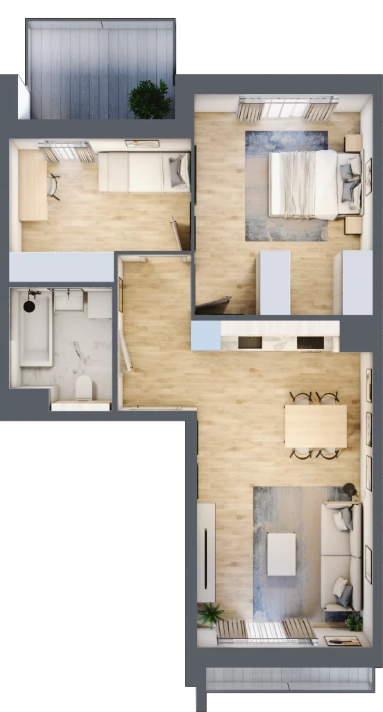 3 pokoje, mieszkanie 58,37 m², piętro 4, oferta nr 1.04.B28, Ogrody Andersa III, Gliwice, Wojska Polskiego, ul. Generała Władysława Andersa