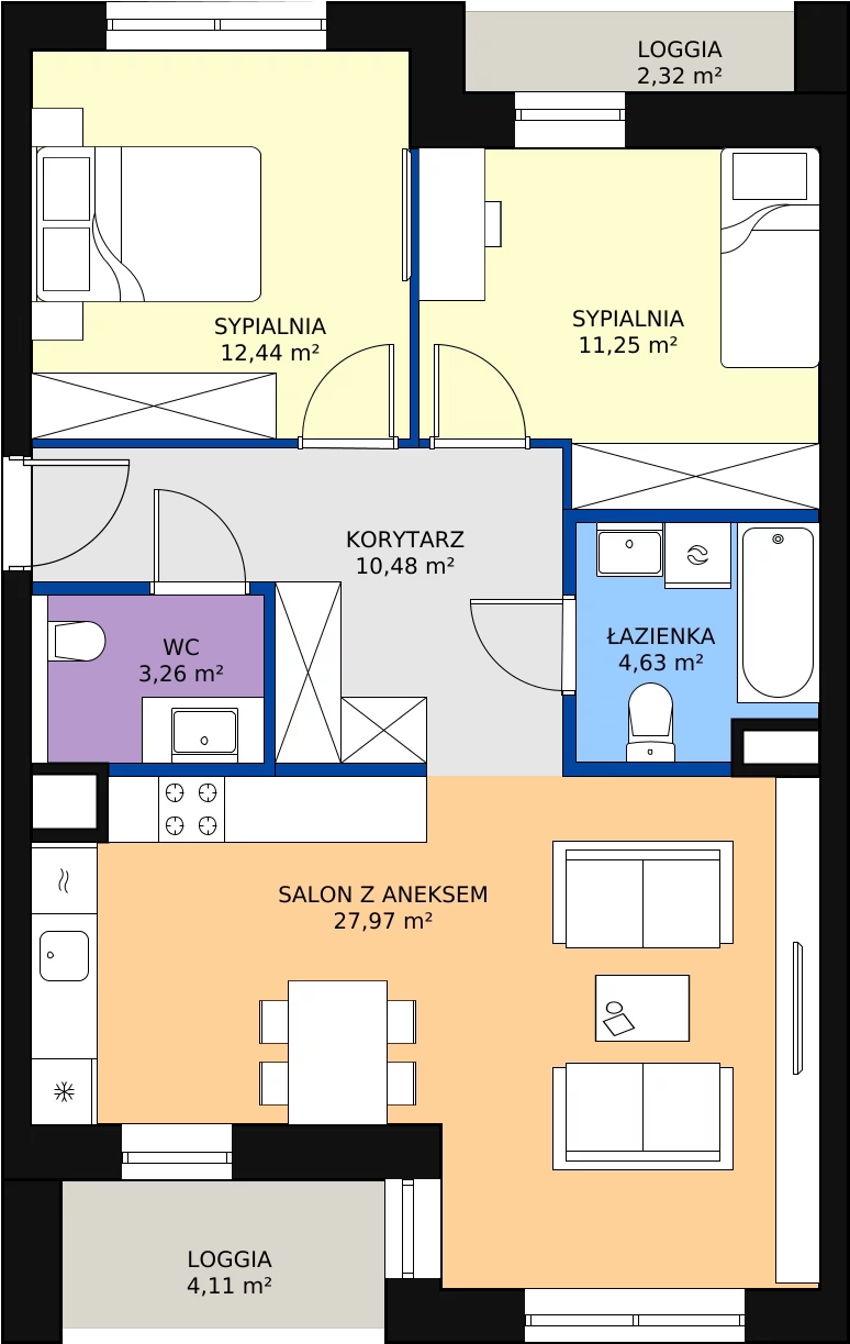 Zalety mieszkania 70.03 m², 1.04.C11