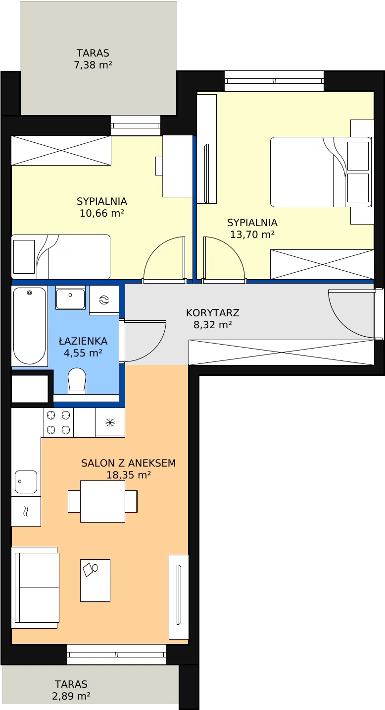 Zalety mieszkania 55.58 m², 1.04.C13