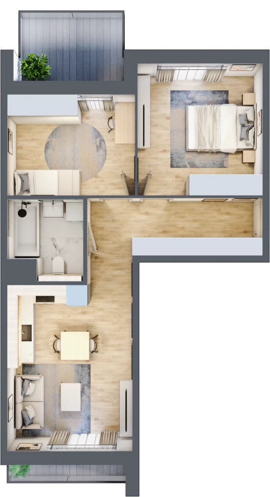 3 pokoje, mieszkanie 55,58 m², piętro 4, oferta nr 1.04.C13, Ogrody Andersa III, Gliwice, Wojska Polskiego, ul. Generała Władysława Andersa